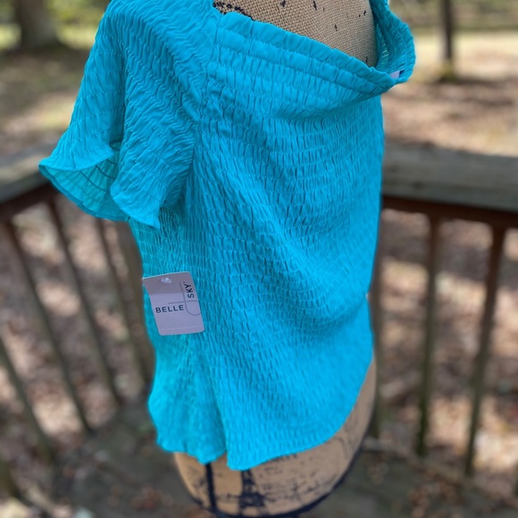 Belle summer short sleeves sky aqua top - Picture 5 of 11